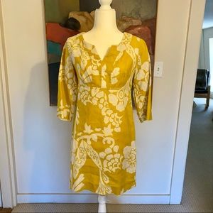Boden Yellow Graphic Linen Tunic Dress UK10/US6